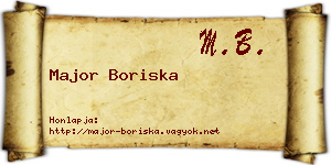 Major Boriska névjegykártya